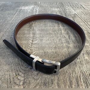 Nautica Men’s Black Leather Belt with Silver Buckle - 28”